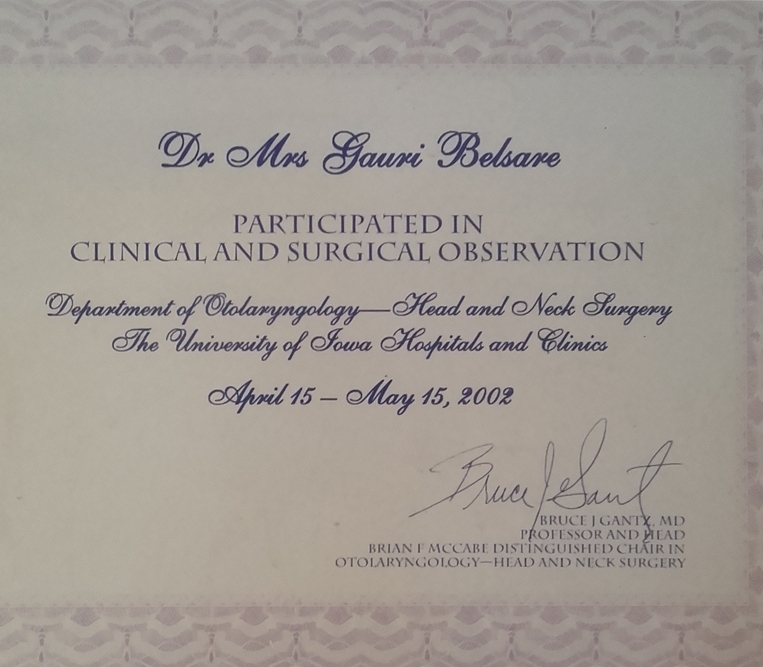 Belsare ENT Hospital Award 4